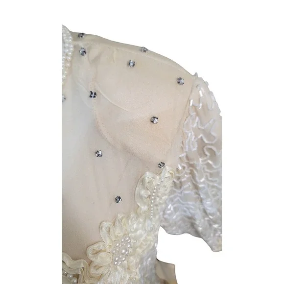 Vintage Alyce Designs Beaded Embellished Gown Long‎ Sleeve Formal Dress